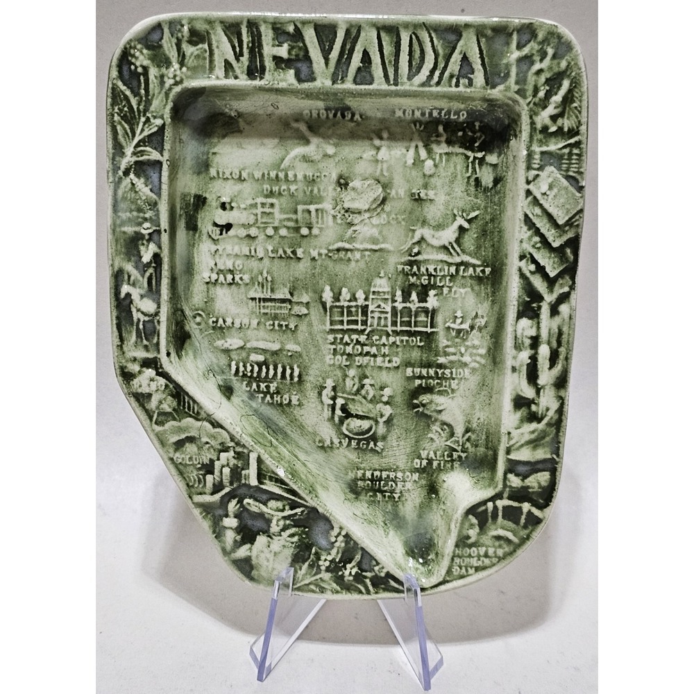 Vintage Nevada Ashtray Trinket‎ Dish Signed Ceramic 1970's Excellent